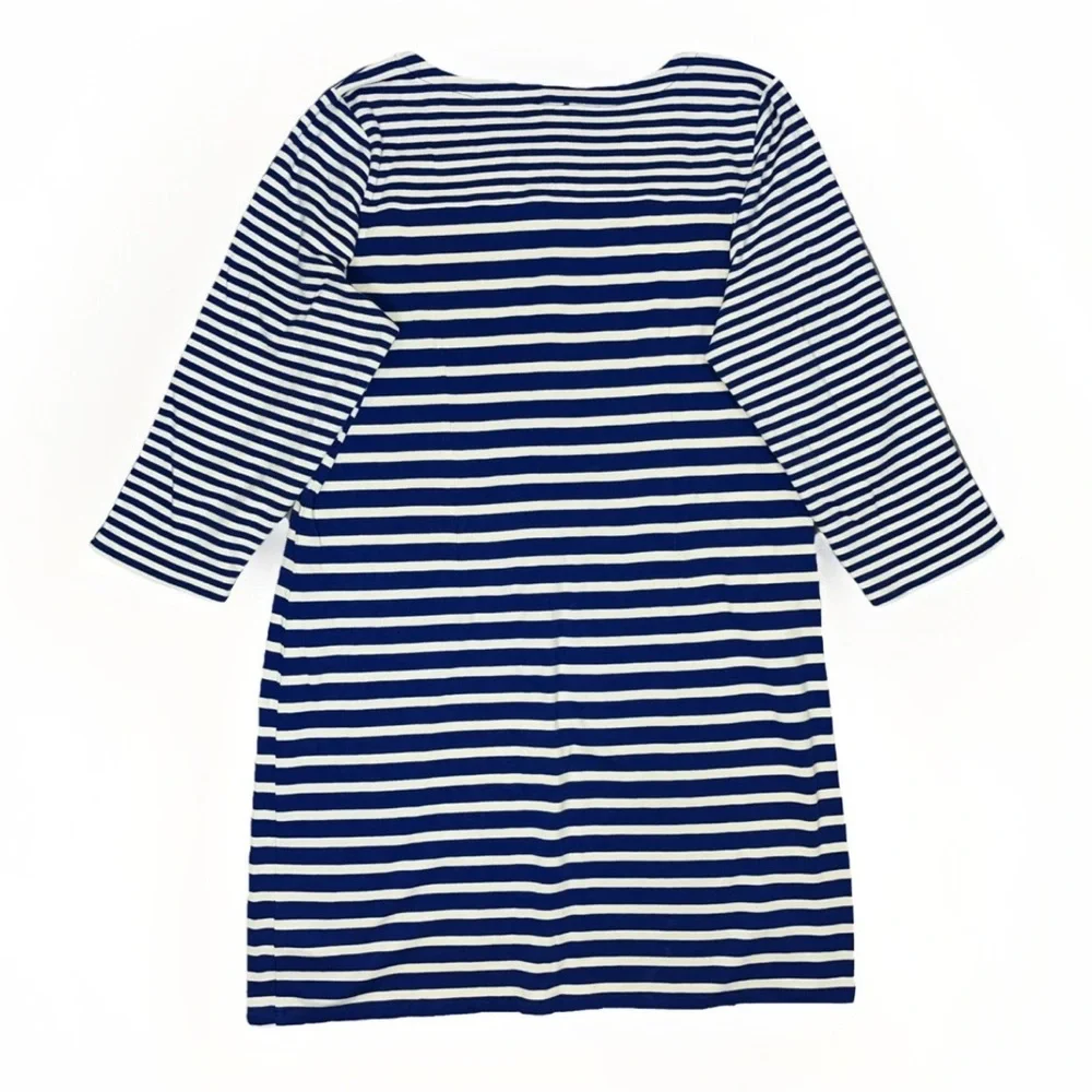Talbots Womens 3/4 Sleeve Stripe Nautical Shift Dress‎ Blue White XL